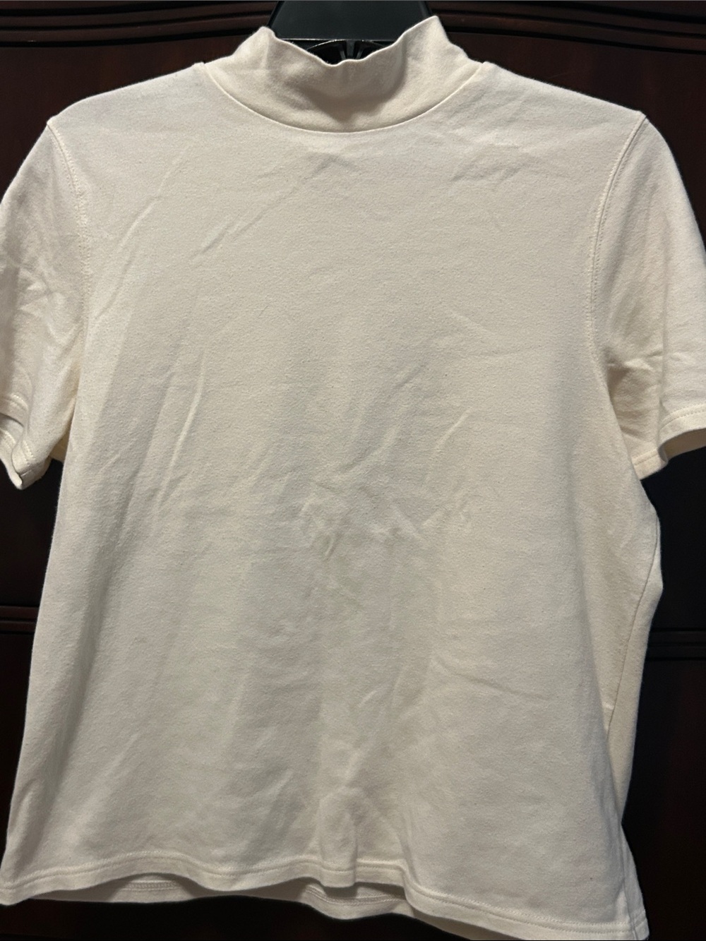 croft & barrow Cream Short-Sleeve Mock Neck Top